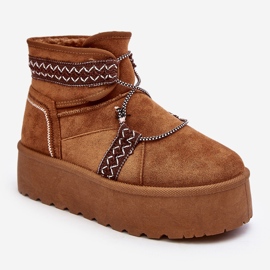 Botas De Nieve De Mujer Con Suela Gruesa Y Cordones Milson Camel marrón 2 Botas De Nieve De Mujer Con Suela Gruesa Y Cordones Milson Camel marrón 2