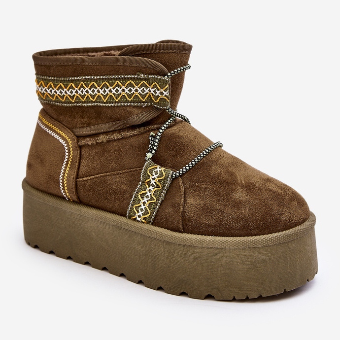 Botas de nieve de mujer con suela gruesa y cordones, verde Milson 1