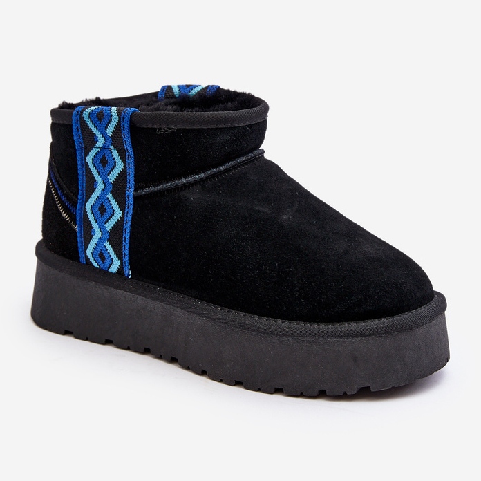 Botas de nieve para mujer de ante y suela gruesa, negro Vebissat 1
