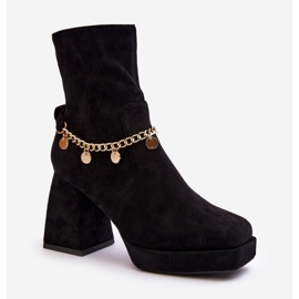 Botines Mujer Tacón Alto Con Cadena Negro Tiselo 1 Botines Mujer Tacón Alto Con Cadena Negro Tiselo 1