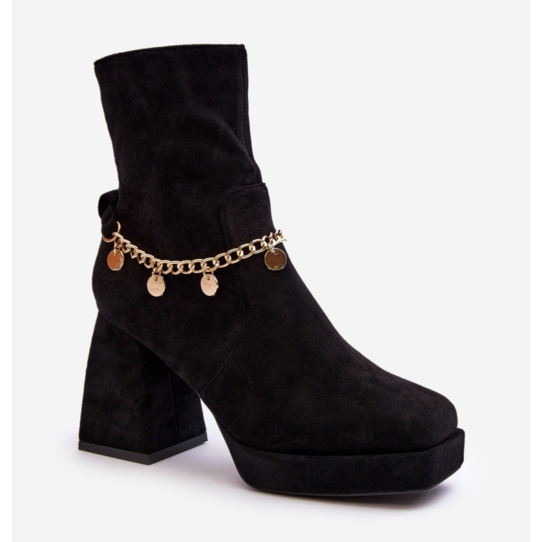 Botines Mujer Tacón Alto Con Cadena Negro Tiselo 1 Botines Mujer Tacón Alto Con Cadena Negro Tiselo 1