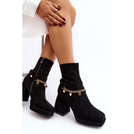 Botines Mujer Tacón Alto Con Cadena Negro Tiselo 6