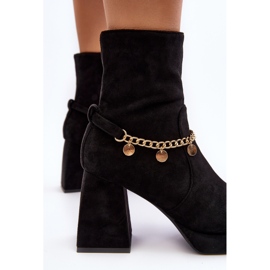 Botines Mujer Tacón Alto Con Cadena Negro Tiselo 8