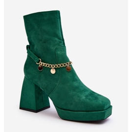 Botines de mujer con cadena verde Tiselo 1 Botines de mujer con cadena verde Tiselo 1