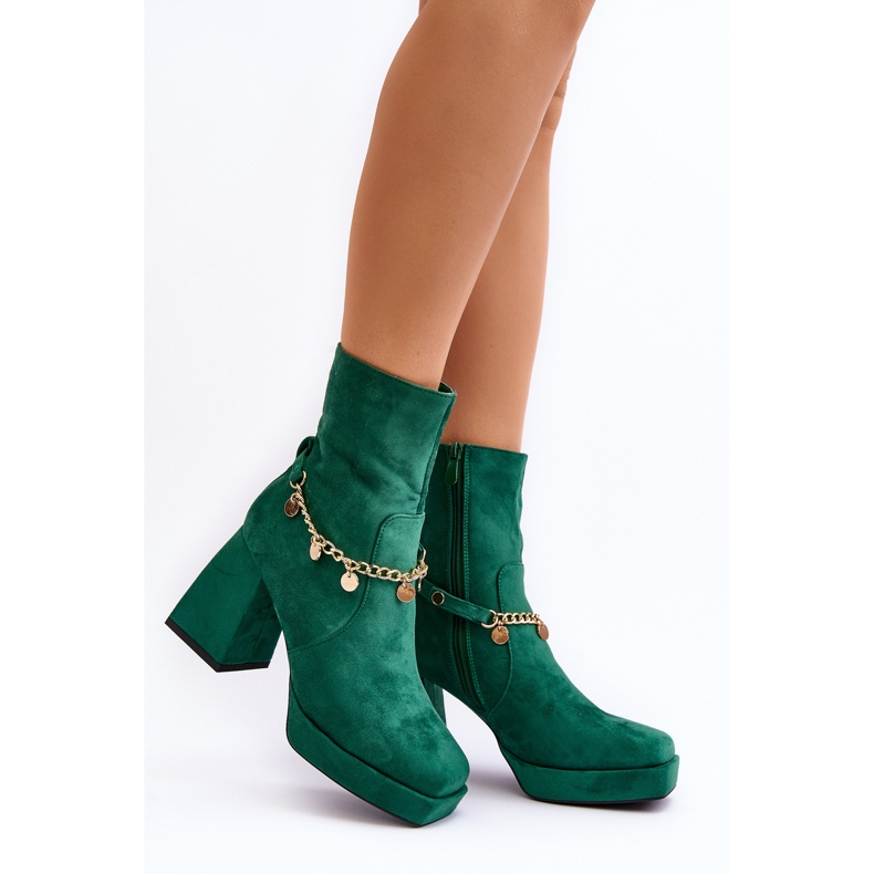 Botines de mujer con cadena verde Tiselo 2