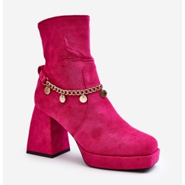 Botines Mujer con Cadena Fucsia Tiselo rosado 1