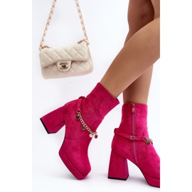 Botines Mujer con Cadena Fucsia Tiselo rosado 5