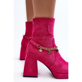 Botines Mujer con Cadena Fucsia Tiselo rosado 8