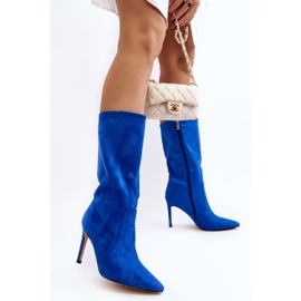 Botas de tacón alto a media pantorrilla para mujer, azul Odetteia 2 Botas de tacón alto a media pantorrilla para mujer, azul Odetteia 2