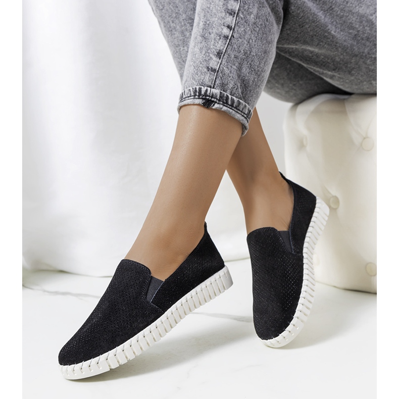 Deportivas Madiha de piel negra negro 1