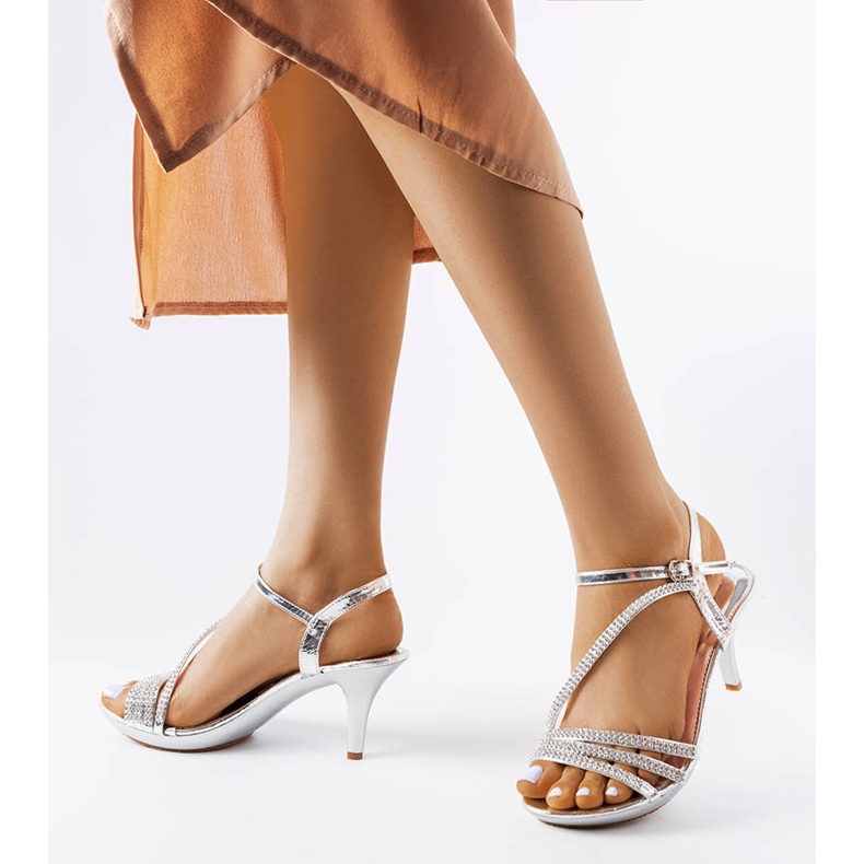 Sandalias plateadas con circonitas de Cittareale plata 1