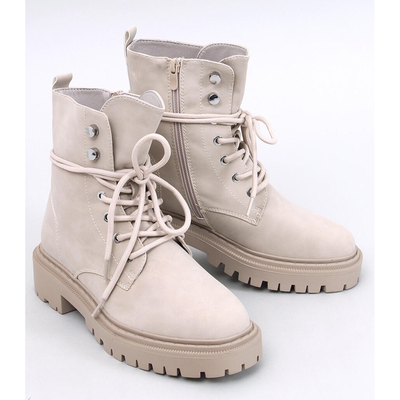 Simmo Botines con cordones y protector beige 1