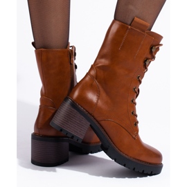 Shelovet botines altos con cordones marrón 1