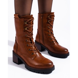 Shelovet botines altos con cordones marrón 4