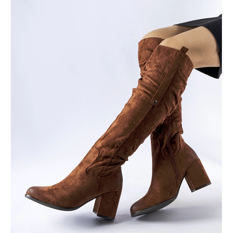 Botas tacón chocolate Neve eco-ante marrón 1 Botas tacón chocolate Neve eco-ante marrón 1