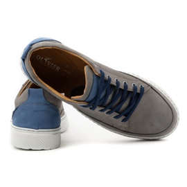 Olivier Zapatos deportivos hombre piel Sneakers 950MA, gris 1