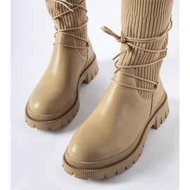 Botines calcetín beige con lazos de Eliot 2