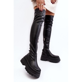 Botas por encima de la rodilla para mujer con suela gruesa, Chinasa negra negro 1