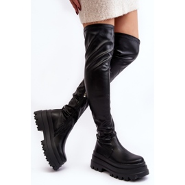 Botas por encima de la rodilla para mujer con suela gruesa, Chinasa negra negro 2