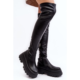 Botas por encima de la rodilla para mujer con suela gruesa, Chinasa negra negro 3