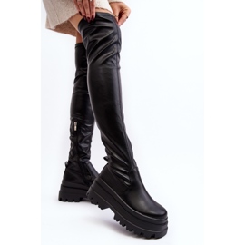 Botas por encima de la rodilla para mujer con suela gruesa, Chinasa negra negro 4