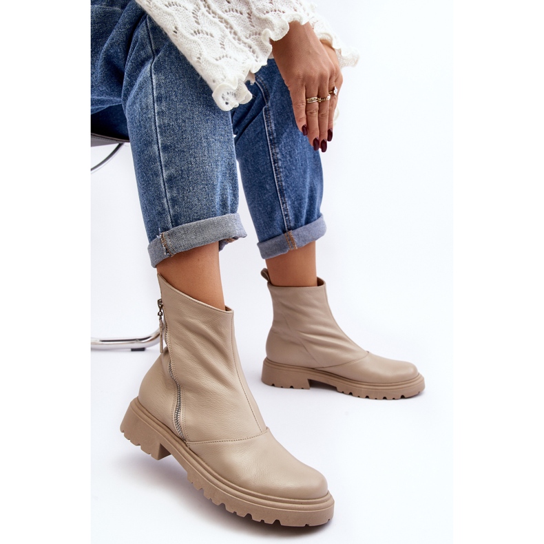 Botas Planas Mujer Piel Laura Messi 2620/199 Beige Claro 1