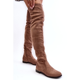 Super Me Botas planas por encima de la rodilla de mujer Bikka beige 2