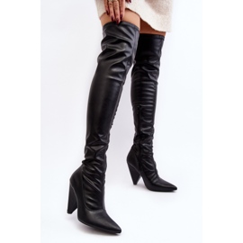Botas de tacón alto de piel ecológica Lu Boo, negro 2