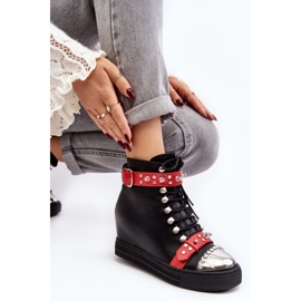 Botas de cuña aislantes con strass, ecopiel Lu Boo, negro 10