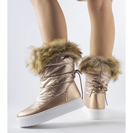 Botas de nieve Igne metalizadas con pelo decorativo. dorado 1