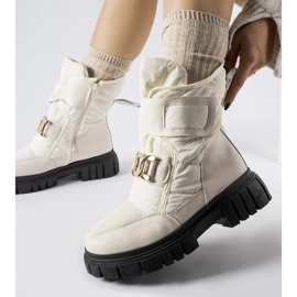 Botas de nieve beige con hebilla Athos decorativa 2