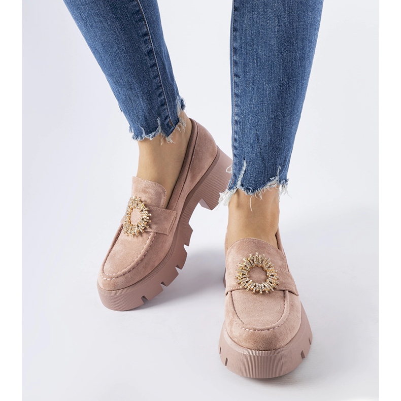 Mocasines rosas decorados con hebilla Stanislas rosado 1