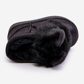 Botas de nieve negras para niños con piel con refriegas negro 1