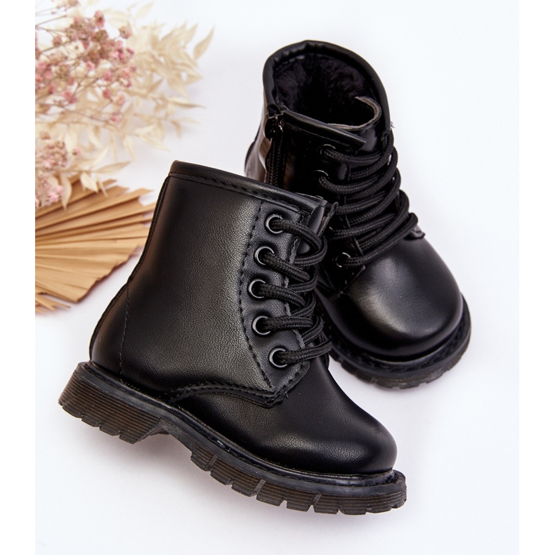Botas Infantiles De Piel Con Cremallera Negro Omua 2