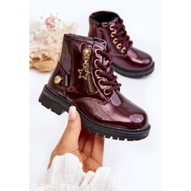 Botines niña de charol con cremallera, burdeos cálido Felori rojo 5