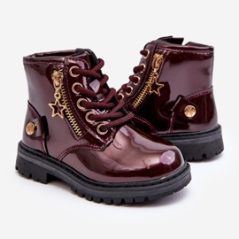 Botines niña de charol con cremallera, burdeos cálido Felori rojo 6