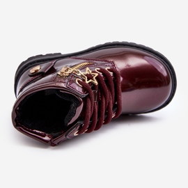 Botines niña de charol con cremallera, burdeos cálido Felori rojo 1