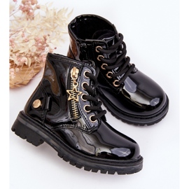 Botas de charol para niña con cremallera, aislantes negras Felori negro 3