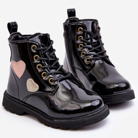 Botines infantiles de charol con adornos Negro Adete 7