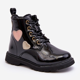 Botines infantiles de charol con adornos Negro Adete 2