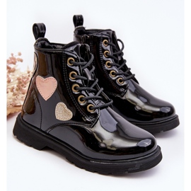 Botines infantiles de charol con adornos Negro Adete 3