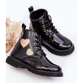 Botines infantiles de charol con adornos Negro Adete 4