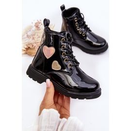 Botines infantiles de charol con adornos Negro Adete 5