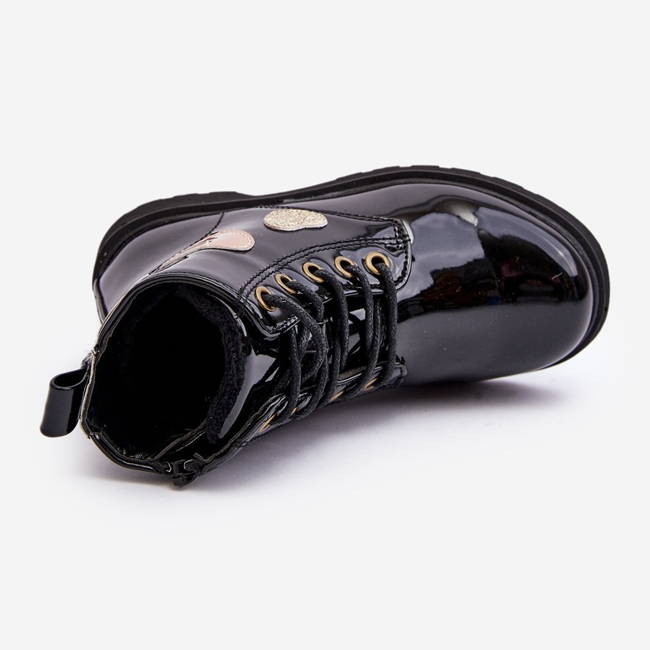 Botines infantiles de charol con adornos Negro Adete 1