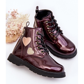Botines infantiles de charol con adornos burdeos Adete rojo 4