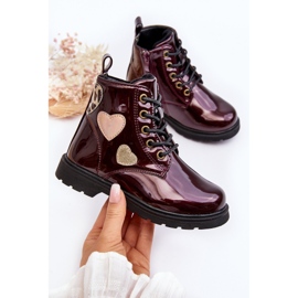 Botines infantiles de charol con adornos burdeos Adete rojo 5