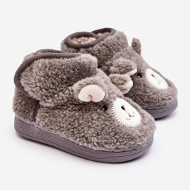 Pantuflas Infantiles Térmicas Con Osito, Gris Eberra 1