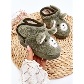 Pantuflas Infantiles Térmicas Con Osito Verde Eberra 3