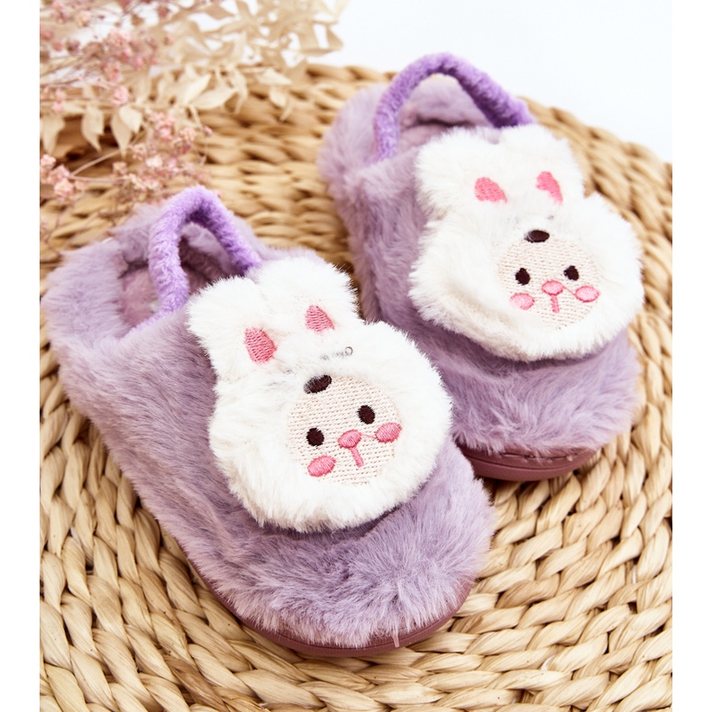 Pantuflas Infantiles Conejito Peludo, Dicera Morada violeta 2 Pantuflas Infantiles Conejito Peludo, Dicera Morada violeta 2