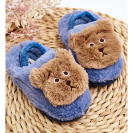Pantuflas infantiles de pelo con osito de peluche, azul Dicera 2